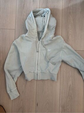 Kith Light Sage Cropped Zip Hoodie with Hood